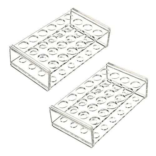 Image of Othmro 2pcs Transparent Acrylic Test Tube Holder Rack,Centrifuge Tube Holder,Plastic Stand for Labortory Holder 14mm 24Holes Suitable for 5ml Test Tubes