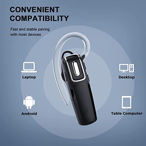 Gixxted Wireless Headset, V5.0 Wireless Handsfree Earpiece With Microphone 14 Hrs Driving Headset 360 Hours Standby Time For Iphone Android Samsung Laptop Trucker Driver #TOP2