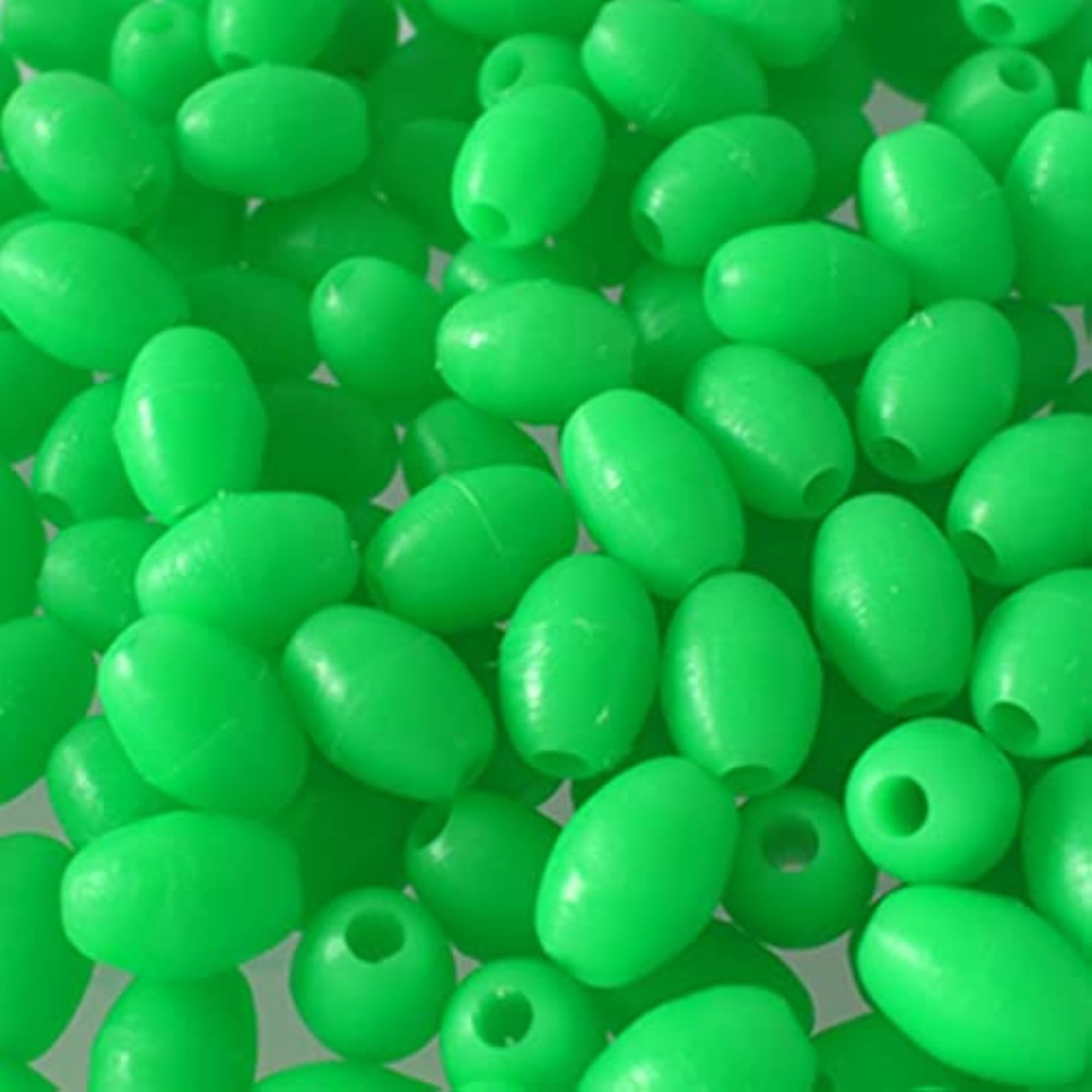 100pcs Green Glow Fishing Beads, Oval Shaped Night Beads