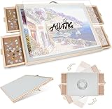 ALL4JIG 2000 Pieces 2-in-1 Tilting & Rotating Puzzle Board for Adults Gifts, Wooden Jigsaw Puzzle Table with 4 Drawers, 28.5" x 40.1" Portable Board with Lazy Susan and Cover