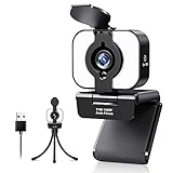 【Privatsphäre-Abdeckung & Drehbare Stativ】1080P Webcam mit Privacy Cover können Sie jederzeit steuern,was Ihr Video anzeigt. Web Cam verfügt über ein verstellbares Stativ, das für PC, Laptop, und Desktop geeignet ist etc.