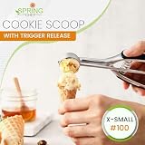 Spring Chef Extra Small Stainless Steel Melon Baller Scoop, #100, Black | Mini Cookie Scoop for Baking with Trigger Release, Watermelon Scooper, 0.6 Tablespoon (Tbsp), Fruit Scooper and Baller