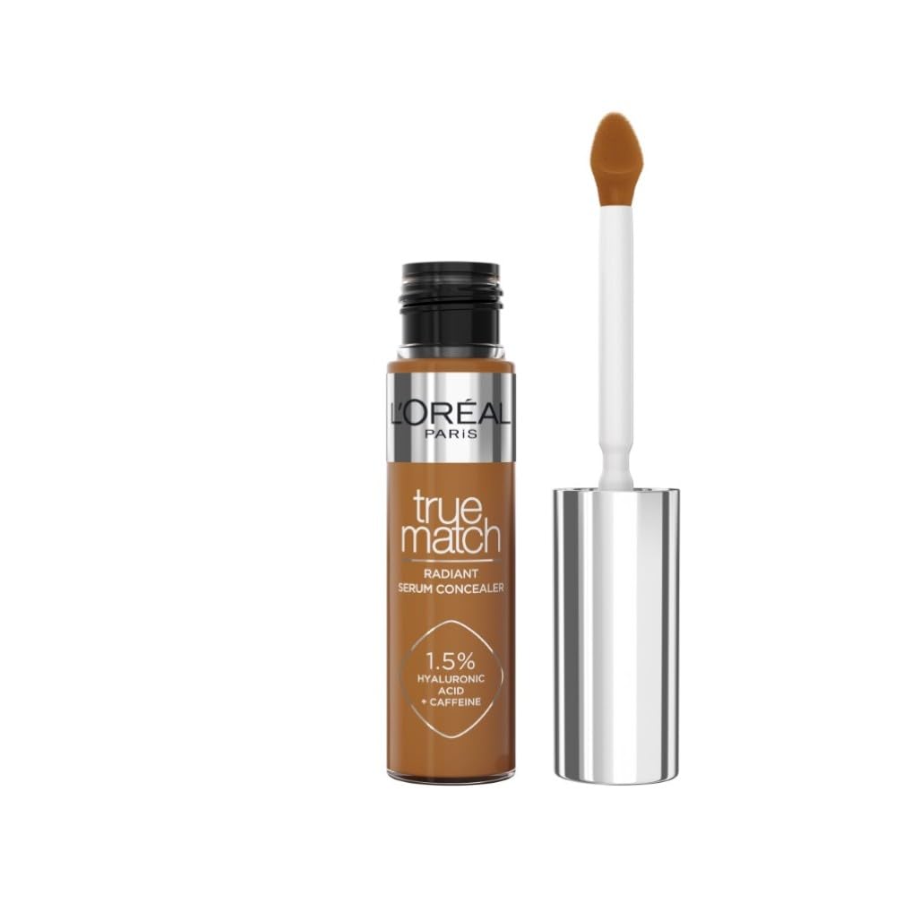 L'Oréal Paris True Match Serum Concealer, Medium Coverage, Radiant Finish, With 1.5% Hyaluronic Acid and Caffeine, Neutralises Dark Circles, Smooths & Replumps Skin, 24H Hydration, 9N
