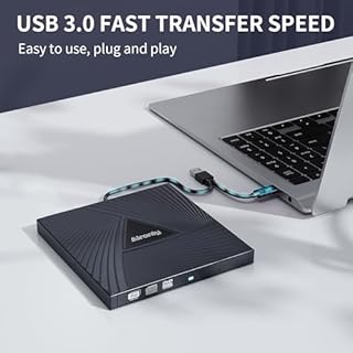 Alronly External CD/DVD Drive for Laptop/PC, USB 3.0 Type-C Portable Player for Computer CD DVD +/-RW Disk Drive CD Burner Writer Reader Compatible with Desktop Windows Apple (Functional Interface)