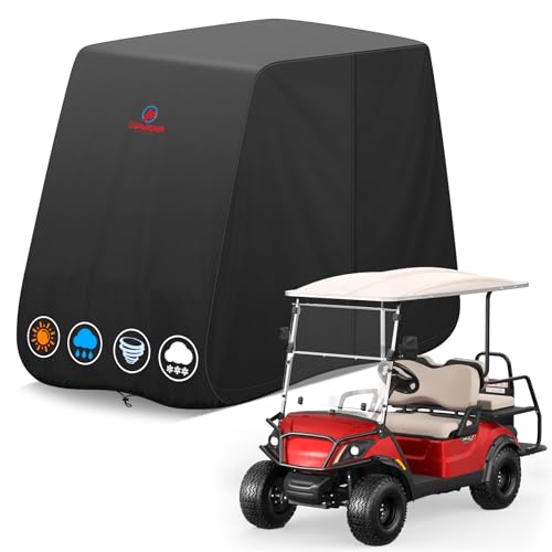 Comnova Golf Cart Cover 4 Passenger - 600D Waterproof Golf Carts Enclosure with Zipper, Windproof & UV Resistant, Outdoor Golf Cart Cover Universal Fit EZGO, Club Car, Yamaha up to 112"L x 48"W x 66"H - image 1