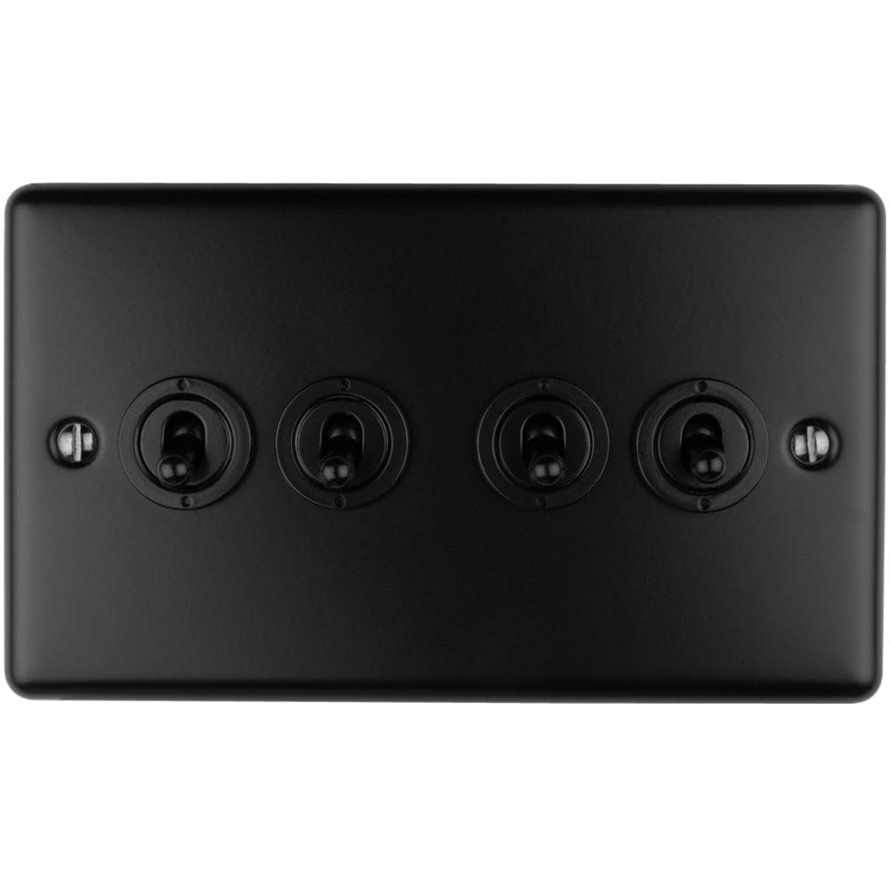 Rénovez vos vieux boutons avec les 4 interrupteurs à bascule rétro noir mat pour plaque à levier