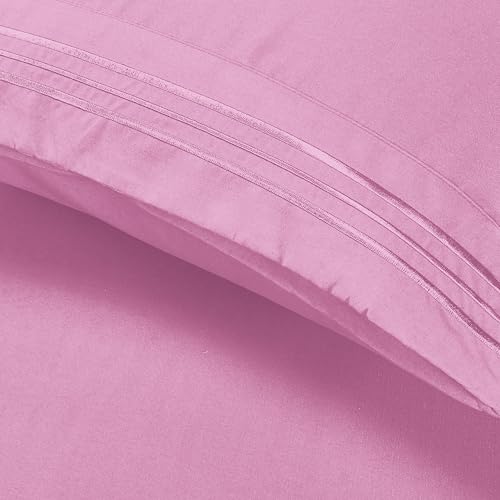 Image of Elegant Comfort Luxury Ultra-Soft 2-Piece Pillowcase Set - 1500 Premium Hotel Quality Microfiber Double Brushed - Wrinkle Resistant, Standard /Queen, Light Pink