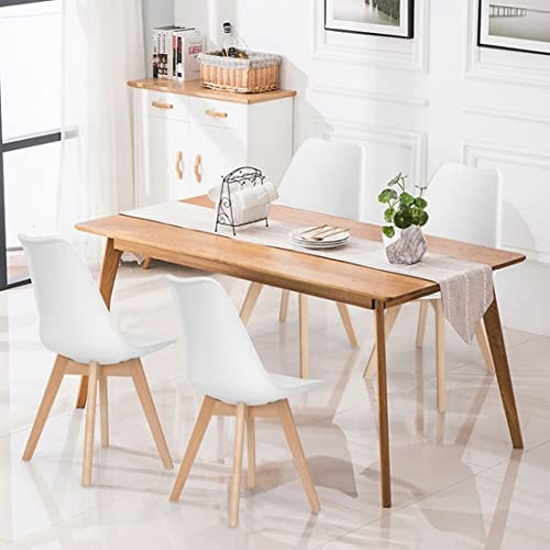 Image of Dream Furnishing - Set of 4 Scandinavian Modern Style Mid Century Modern Dinning Room Cafe Hotel Office Wooden Legs Chair (White)