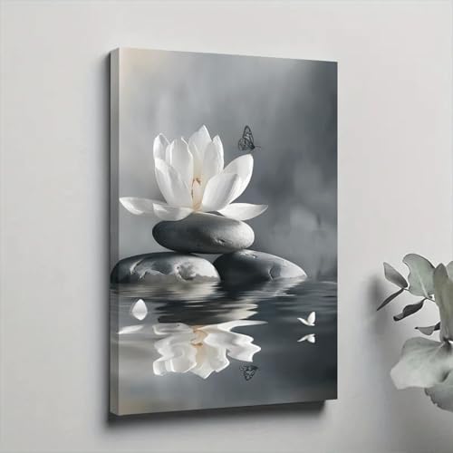Peintures sur toile fleur de lotus blanche pour habiller un mur vide avec style