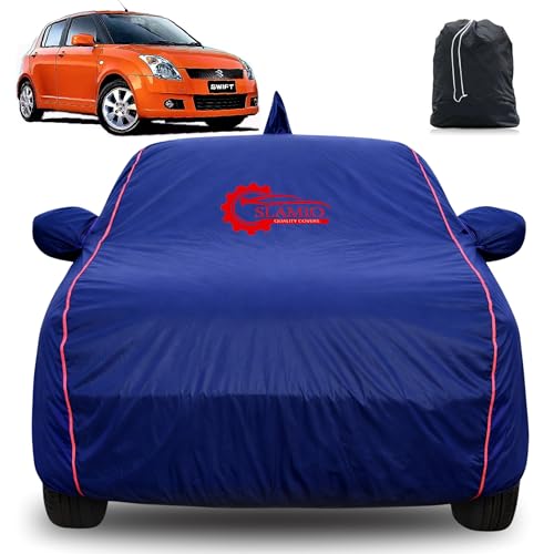 Image of 100% Waterproof Car Cover for Maruti Suzuki Swift 2005-2010 | All-Weather, Dustproof & UV Protection | Heavy-Duty 3-Layer Fabric | Custom Fit with Mirror & Antenna Pocket | Navy Blue