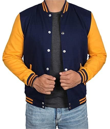 Decrum Varsity Jacket Men - High School Letterman Bomber Style Fleece Baseball Jackets For Mens2