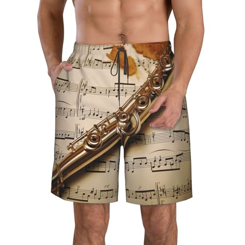 Men's Swim Trunks Quick Dry Board Shorts Mens Bathing Suit Swimsuits Flute Music Beach Shorts with Pockets