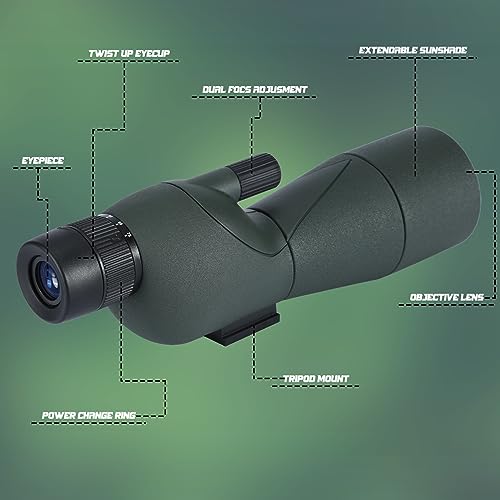 Image of 25-75X Spotting Scopes with Tripod, Zoom Waterproof BAK4 Prism Monocular Telescope for Bird Watching, Target Shooting, Wildlife, Hunting and Landscape, with Phone Adapter and Case