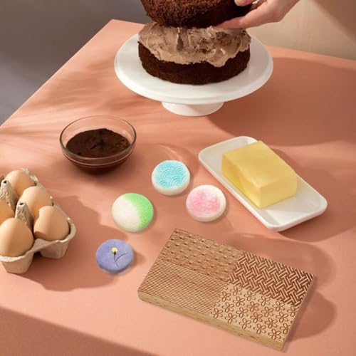 Molde de madera con relieve de hojas onduladas para repostería casera 4