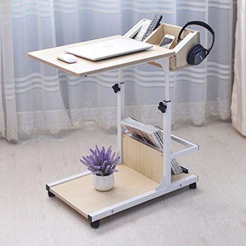 Preisvergleich Produktbild Laptopständer DD Computertisch Mit Regalen, Für Schlafzimmer Wohnzimmer Studie Studententisch Höhenverstellbar Von 88 Bis 80 cm - Universalrad -Werkbank (Farbe : Holzfarbe)