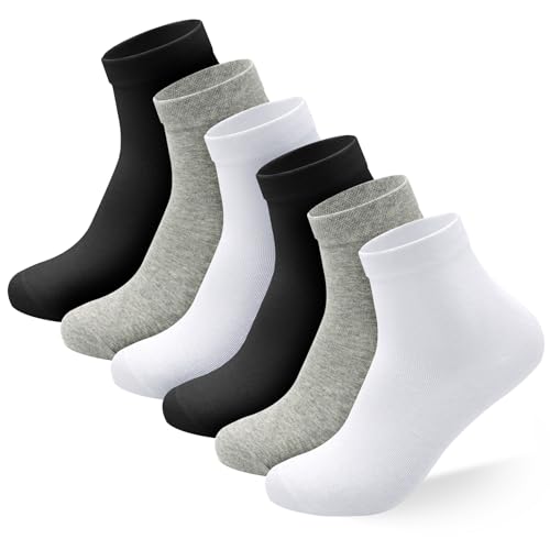 Soleeya 6 Pares Calcetines Mujer Media Caña Algodon Talla 35-40, Suaves y Transpirables Calcetines Trabajo Mujer de Algodón Finos para Ejecutivos Casual Deporte Running (B)