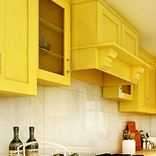 Image of HOME13 Yellow Glossy Self Adhesive Wallpaper Removable and Decorative Vinyl Wallpaper for Kitchen Countertop Cabinets Table /Pack of 2 /2 Ft by 12 Ft