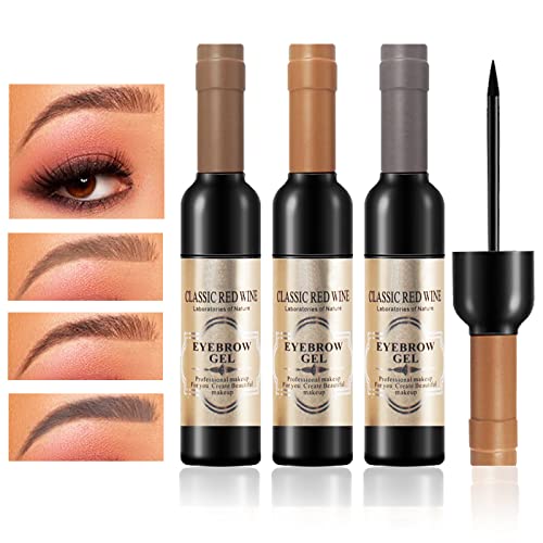 DAGEDA Eyebrow Gel Set, 3 Color Peel Off Tattoo Brow Gel, Natural Long-Lasting Waterproof Eyebrow Gel,Eye Brow Colors Se