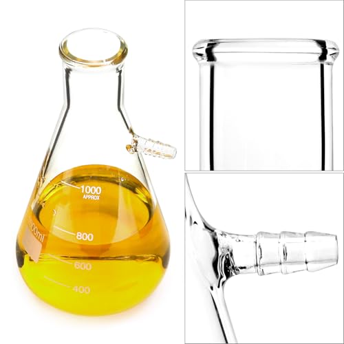 Image of QWORK 1000ML Buchner Funnel Kit Filter Flask Set, 1L Vacuum Flask 80mm Funnel, Borosilicate Glass Heavy Wall Filtering Flask
