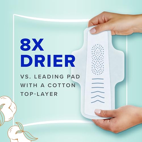 Always Pure Cotton with Flexfoam Pads, Size 2, 72 Count, Heavy Flow (3 Packs of 24 - 72 Count Total)