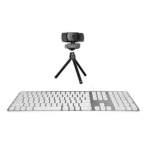 Macally Mac Keyboard and a 1080P Webcam with Tripod & Built-in Microphone, Upgrade Your Keyboard