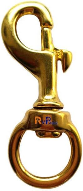 Woofy Heavy Duty Solid Pure Brass Swivel Bolt Snap Hook Single Ended Round Swivel Clip Buckle Dog Chain Leather Craft Scuba Diving Snorkeling Equipment Medium - 30.48 Cm