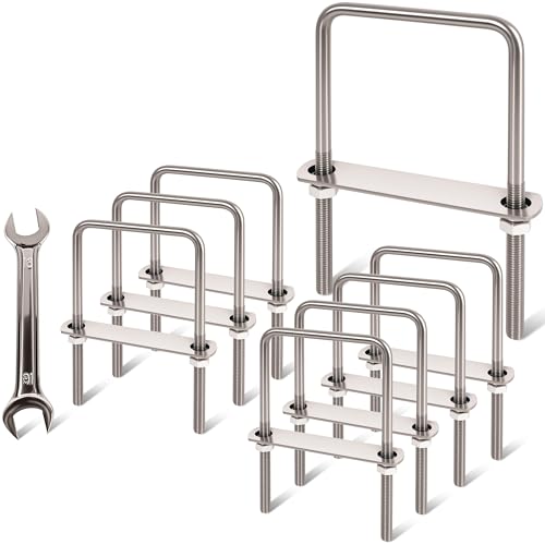 8 Pcs M10 Square U Bolts 4 Inch Wide, 3/8" x 4"W x 7" L