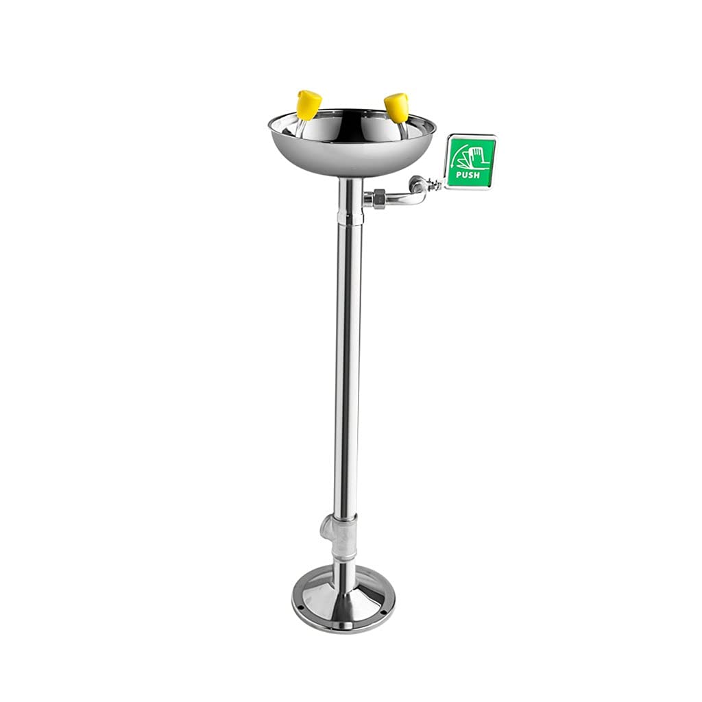 ZTCHSENZT Safety Eyewash,Vertical Eyewasher, Emergency Eyewash Station 304 Stainless Steel Double Nozzle Gentle Flow Water Safety Equipment For Power Station Chemical