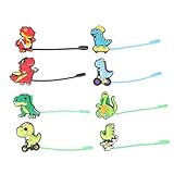 Healeved 8個 シリコン製恐竜デザイン 吸管カバー 防塵耐久吸管キャップ 飲料用ストローチップ 保護 装飾