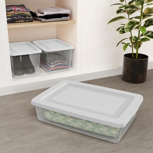 Image of Sterilite Storage Box, Stackable Clear Plastic Bins, 20 Quart, 6-Pack | Heavy-Duty Organizing Containers with Snap-On Lids for Closet, Bathroom, and Office