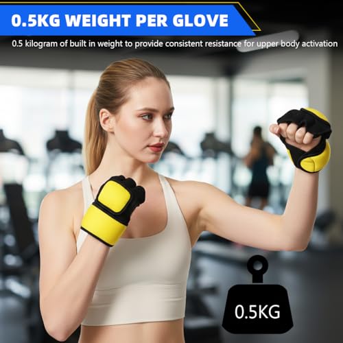 Image of Proberos Gym Gloves, 0.5KG Each Weighted Gloves, Finger Sleeve Bands Design with Adjustable Wrist Strap, Men and Women, Beginners Strength Training Hand Weights (0.5KG Each)