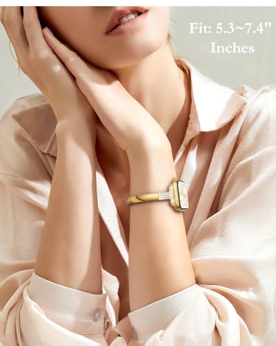 Image of VISOOM Gold Apple Watch Bands for Women 42 /41 /40 /38mm, Jewelry Metal T-Shaped Bands for Dressy Apple watch Series SE 11 /10 /9 /8 /7~1 Band Thin Slim Fancy Bling Iwatch Bracelet Women On Daily /Gift