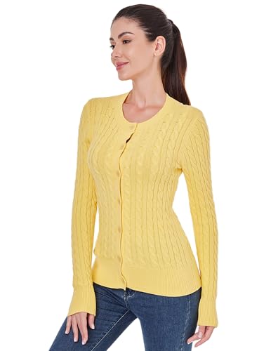 AmélieBoutik Women Cable Knit Cardigan Long Sleeve Open Front Button Down Knitwear Sweater Coat2