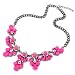 Tonsee 1pc Vintage Flower Crystal Bubble Bib Choker Statement Women Necklace (Hot Pink)