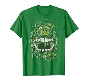 Ghostbusters Slimer Face Halloween Kostüm Grafik T-Shirt T-Shirt, Herren, Dunkelgrün, XL