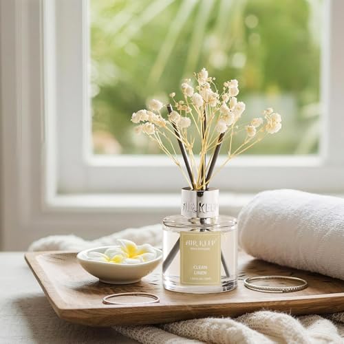 Image of Airkeep Reed Diffuser Set,1.69 fl oz (50 ml) - Clean Linen Oil Diffusers with 8 Reed Sticks,Home Fragrance Reed Diffuser for Bathroom Shelf Decor