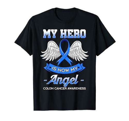 My Hero Is Now My Angel Colon Cancer Rettale Blu Retto Maglietta