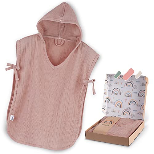 Räuberella® Musselin Kinder Badeponcho aus 100% Baumwolle / Handtuch mit Kapuze auch für Babys Cover