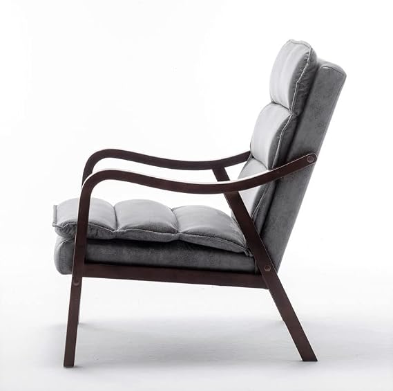 Container Furniture Direct Mid Century Modern Accent Chair for Living Room, Bedroom or Office, Retro-Styled Armchair with Solid Wood Frame and Plush Cushioning, Spotted Microfiber, Grey