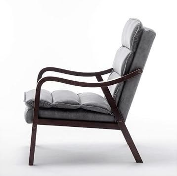 Container Furniture Direct Mid Century Modern Accent Chair for Living Room, Bedroom or Office, Retro-Styled Armchair with Solid Wood Frame and Plush Cushioning, Spotted Microfiber, Grey