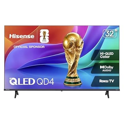 Hisense 32-Inch Class QD4SR Series Hi-QLED HD Smart Roku TV (32QD4HSR, 2026 Model) – Hi-QLED Color, Dolby Audio, Compatible with Alexa, Full Array LED, Slim Bezel Design
