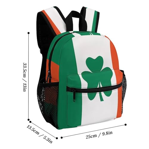 Ireland Shamrock Flag 13 Inch Backpack Lightweight Double Shoulder Bag with Zippers Unisex Daypack2
