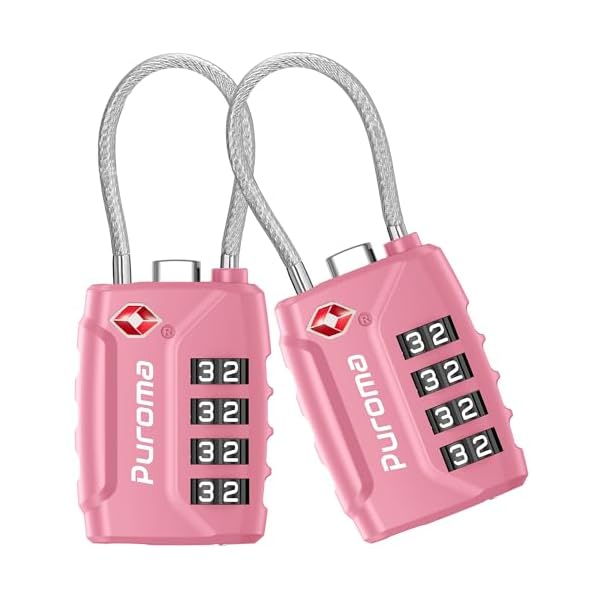 Puroma 2 Pack TSA Approved Luggage Locks, 4 Digit Combination Travel Locks Resettable Code Lock with Zinc Alloy Body for Suitcase, Toolbox, Backpack, Bag, Gym Locker (Basic Pink Rose)