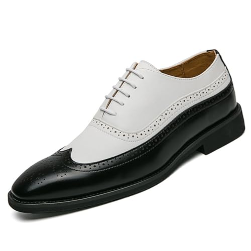 Men's Leather Wingtip Oxfords Dress Shoes, Classic lace-up Two-Tone Brogues Oxford Shoes, Fashionable high-end Formal Business Banquet Oxford Dress Shoes