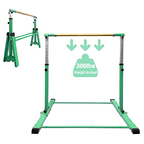 GBVUGY Foldable & Movable Gymnastics kip bar with Fiberglass Cross bar,Folding Horizontal Bar for Kids Girls Junior,No Wobble Gym Equipment for Home Training Indoor