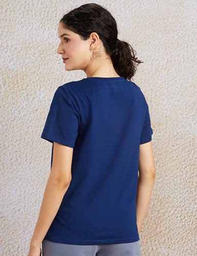 Image of Amazon Brand - Symbol Women Cotton Stretch Regular Fit Round Neck Half Sleeve T-Shirt (Available in Plus Sizes)