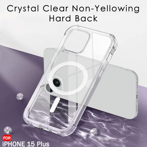 Image of TheGiftKart Shockproof Ultra-Hybrid Back Cover Case for iPhone 15 Plus Compatible with MagSafe | 360 Protection | Crystal Clear Hard Back Cover Case for iPhone 15 Plus (PC & TPU, Transparent Bumper)