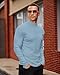 Mens Casual Mock Turtleneck Long Sleeve Basic Lightweight Slim Fit Pullover Tops Ribbed Thermal Undershirts Blue