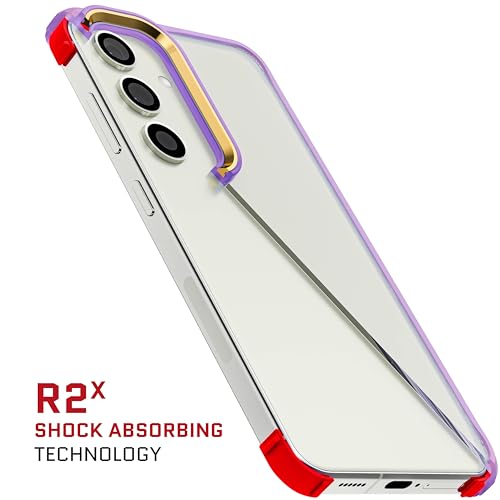 Image of Ghostek Covert Clear Galaxy S24 Phone Case with Military Grade Shockproof Protection, Non-Slip Grip, Protective Silicone Cover Designed for 2024 Galaxy S24 (6.2 inch) (Purple)
