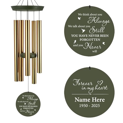 Image of ASTARIN Personalized Memorial Wind Chimes, 30inch /36inch Memorial Wind Chimes, Custom Sympathy Gifts in Loving Memory of Dad /Mom, Condolences Wind Chime for Loss of Loved Ones(Produced in Texas)